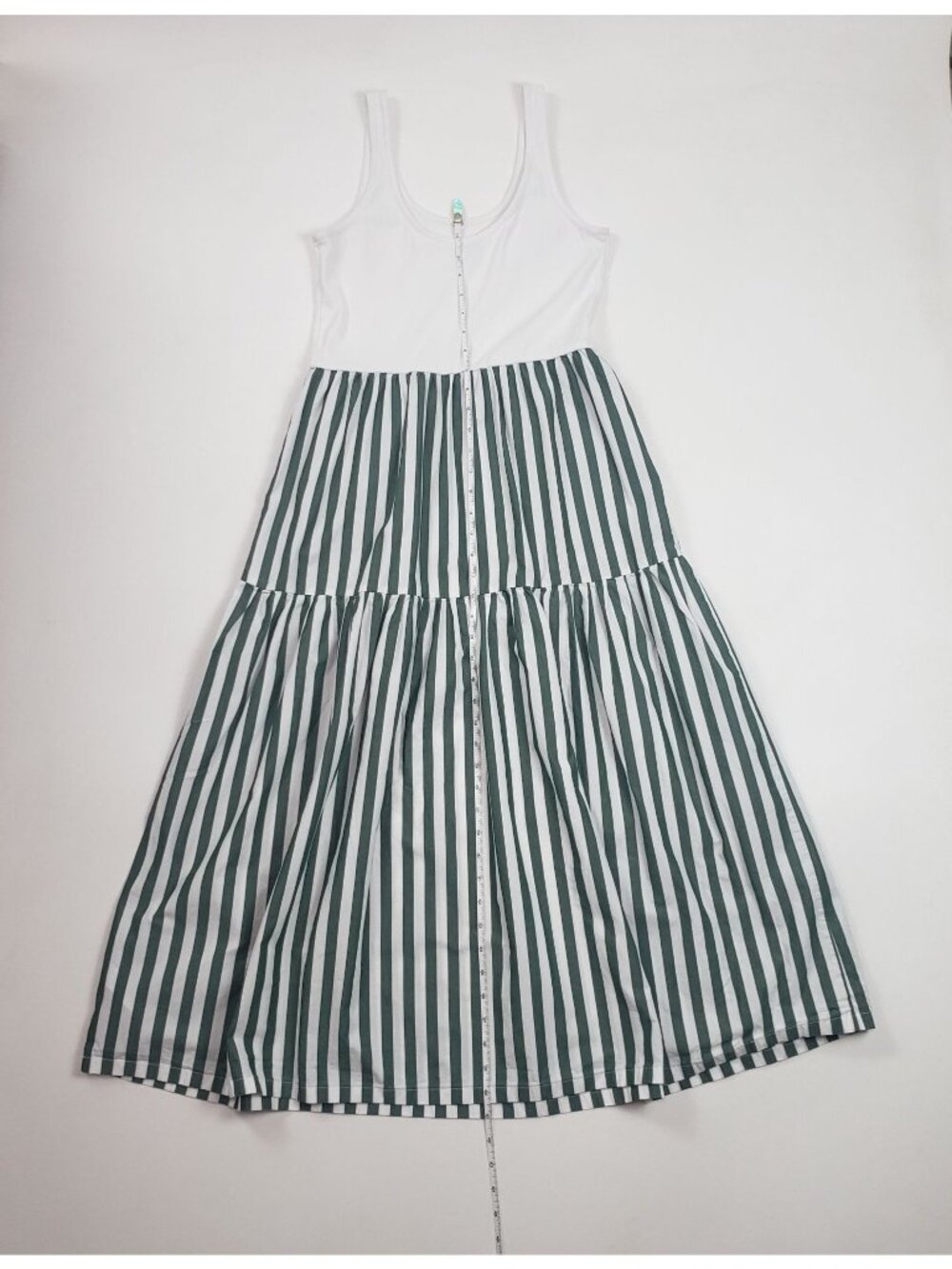 J.Crew Factory Striped Tiered Knit Mixy Dress Green Women’s Size Small Midi EUC - Picture 8 of 16